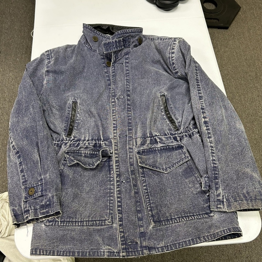 Outback Trading Co Country Squire Jacket Mens XL Blue Denim Acid Wash Distressed